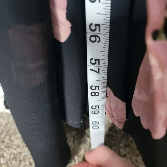 Reformation Dress Size 2 Callalily Gown Wrap Floral Layered Flowy Black Pink - Picture 17 of 17